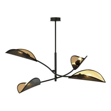Pendelkrona LOTUS 4xE14/10W/230V svart/guld