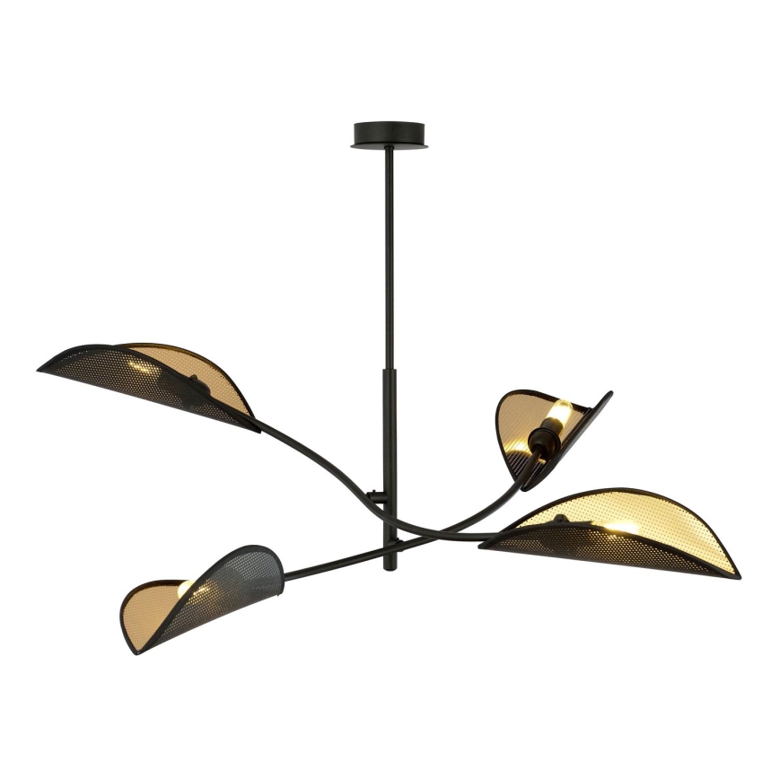 Pendelkrona LOTUS 4xE14/10W/230V svart/guld