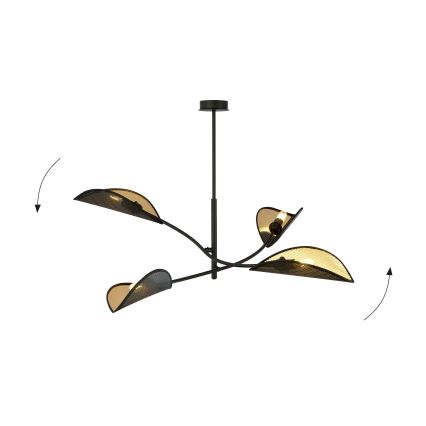 Pendelkrona LOTUS 4xE14/10W/230V svart/guld