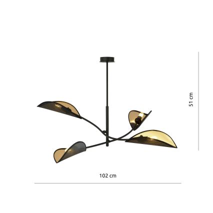 Pendelkrona LOTUS 4xE14/10W/230V svart/guld