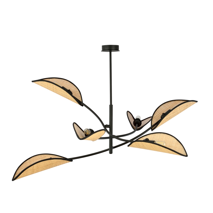 Pendelkrona LOTUS 6xE14/10W/230V svart/beige