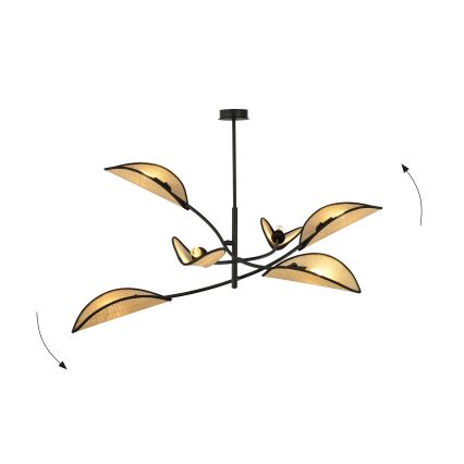 Pendelkrona LOTUS 6xE14/10W/230V svart/beige