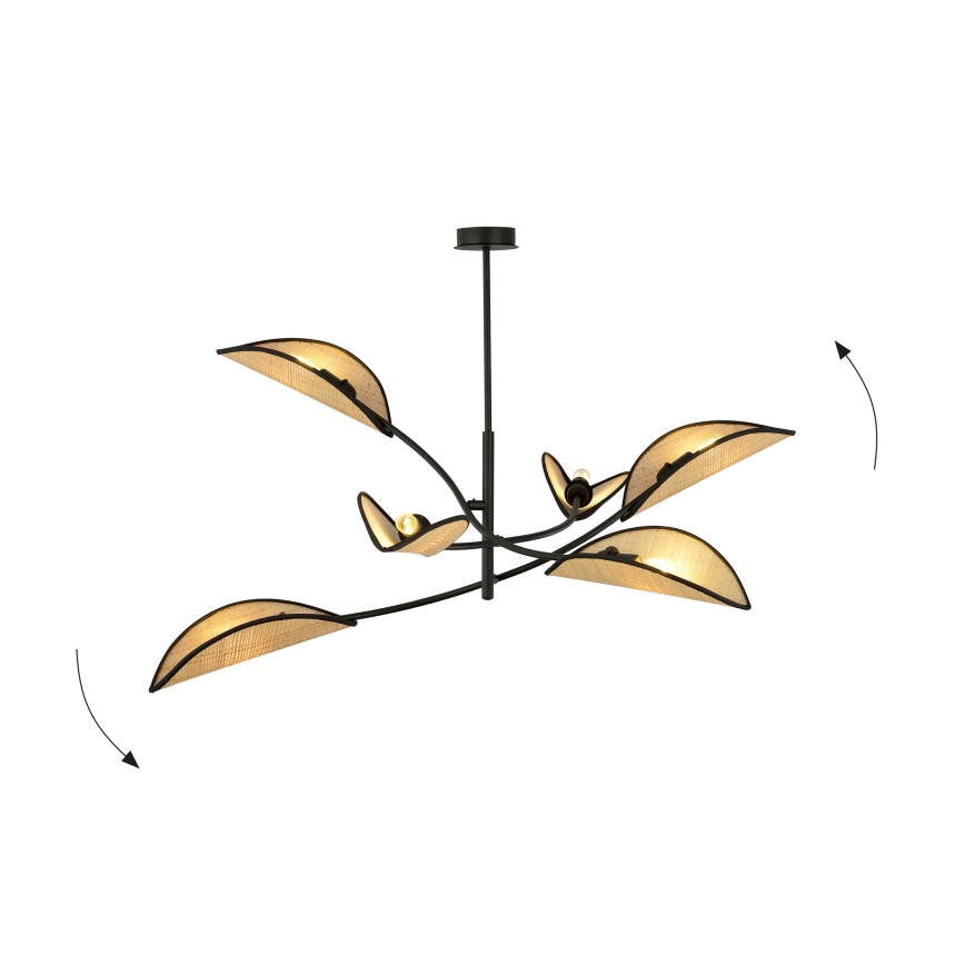Pendelkrona LOTUS 6xE14/10W/230V svart/beige