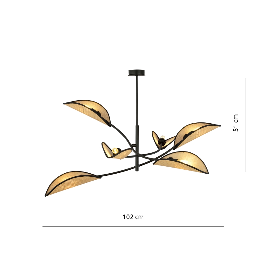 Pendelkrona LOTUS 6xE14/10W/230V svart/beige