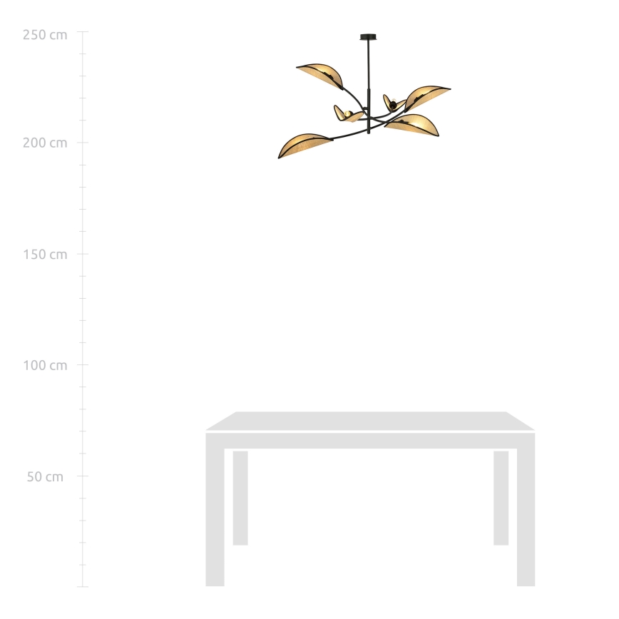 Pendelkrona LOTUS 6xE14/10W/230V svart/beige