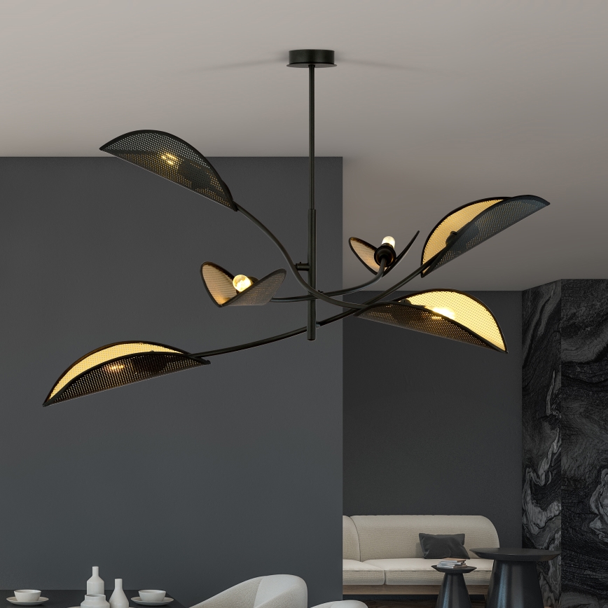 Pendelkrona LOTUS 6xE14/10W/230V svart/guld