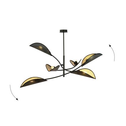 Pendelkrona LOTUS 6xE14/10W/230V svart/guld