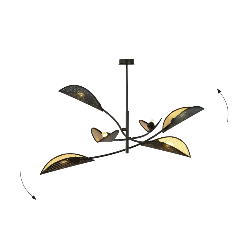 Pendelkrona LOTUS 6xE14/10W/230V svart/guld