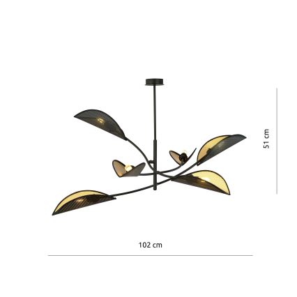 Pendelkrona LOTUS 6xE14/10W/230V svart/guld