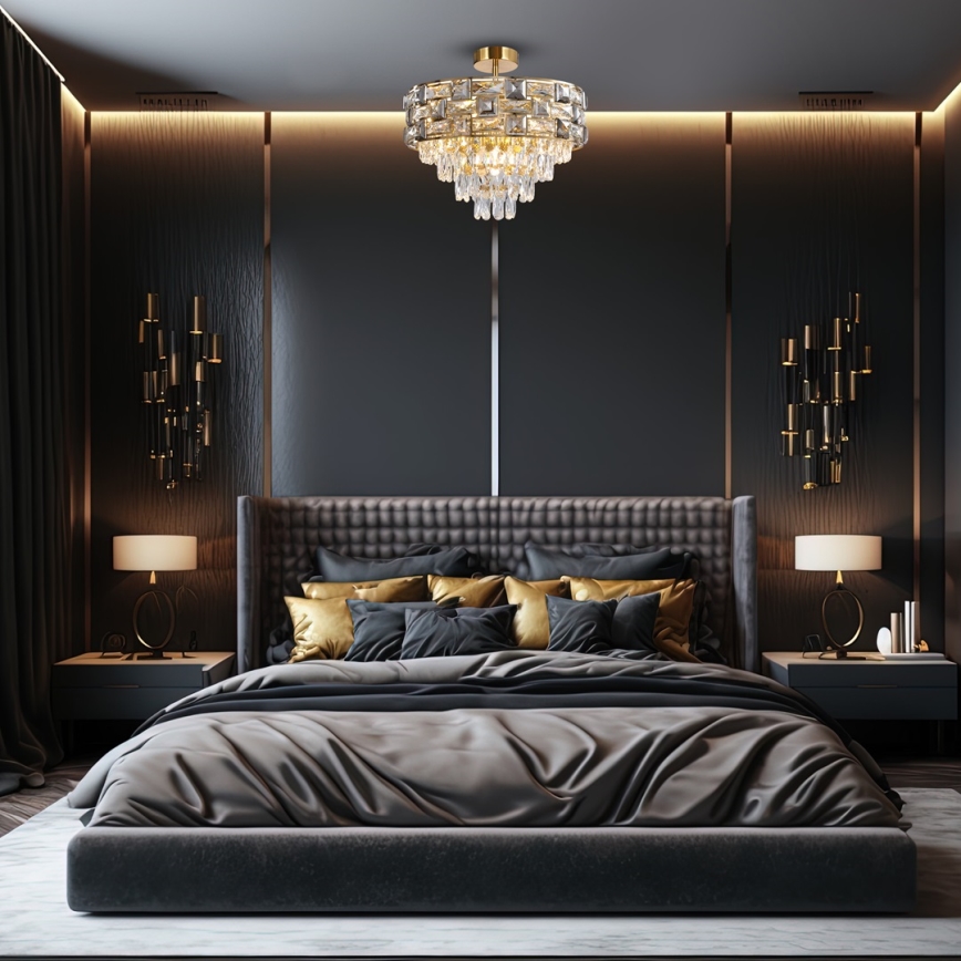 Pendelkrona LUXURIA 9xE14/40W/230V guld