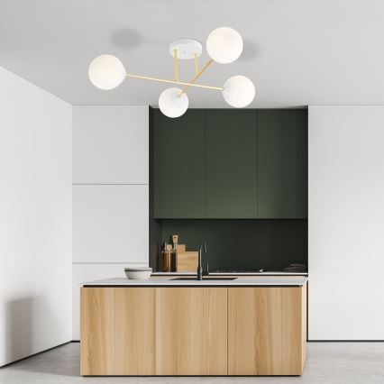 Pendelkrona MAGNUM 4xE14/10W/230V vit/guld