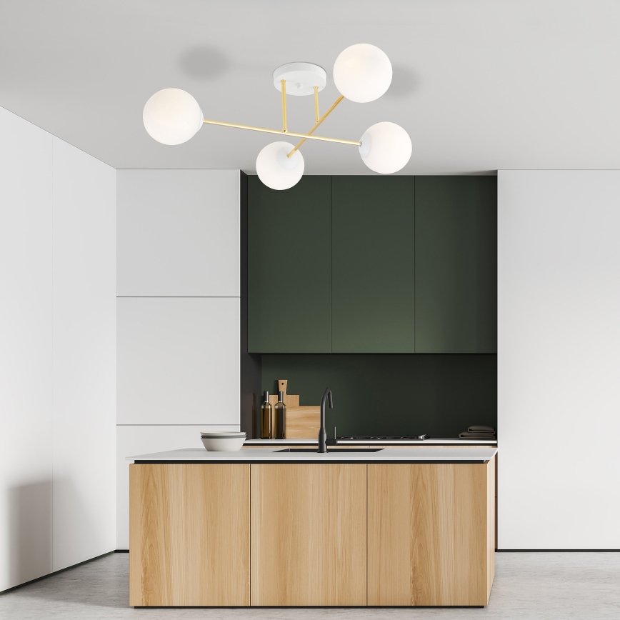 Pendelkrona MAGNUM 4xE14/10W/230V vit/guld