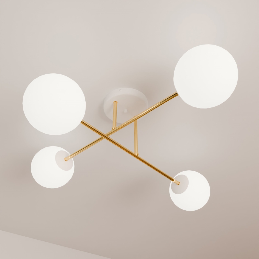 Pendelkrona MAGNUM 4xE14/10W/230V vit/guld