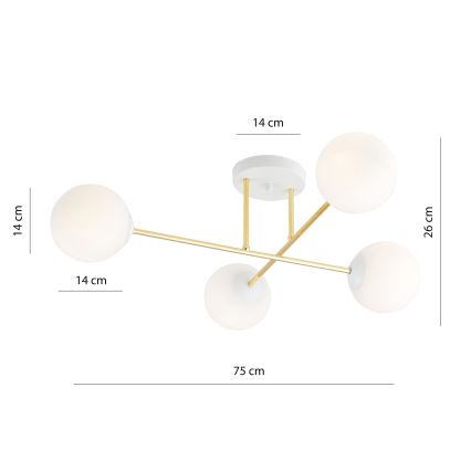 Pendelkrona MAGNUM 4xE14/10W/230V vit/guld