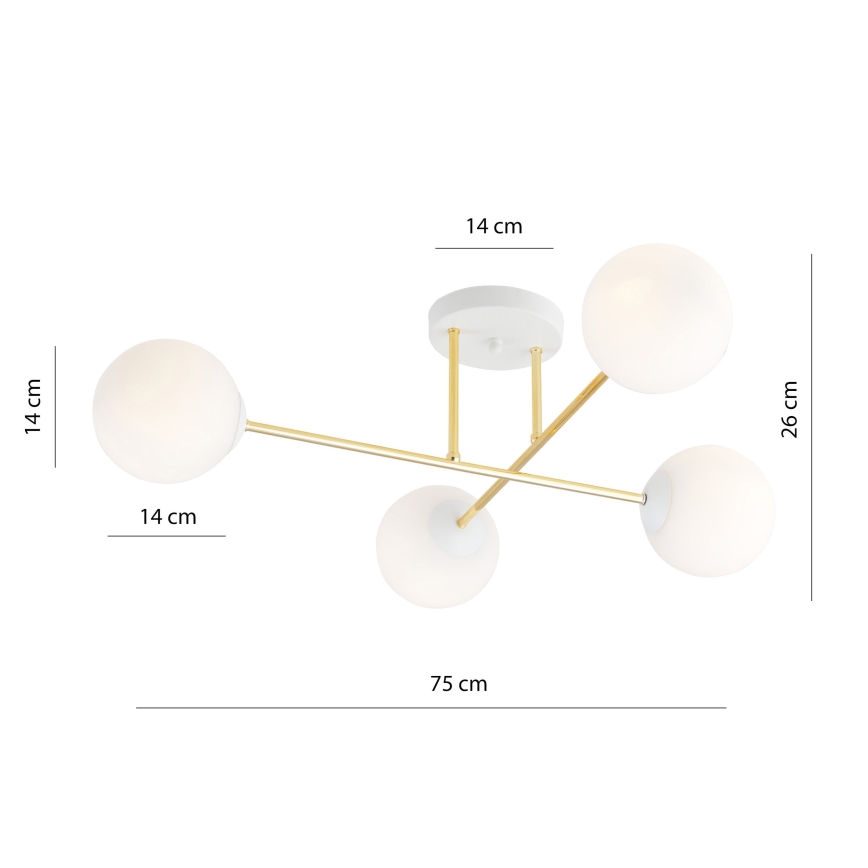 Pendelkrona MAGNUM 4xE14/10W/230V vit/guld