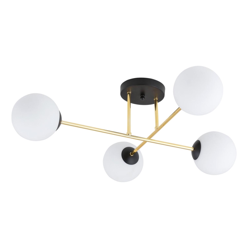 Pendelkrona MAGNUM 4xE14/10W/230V vit/guld/svart