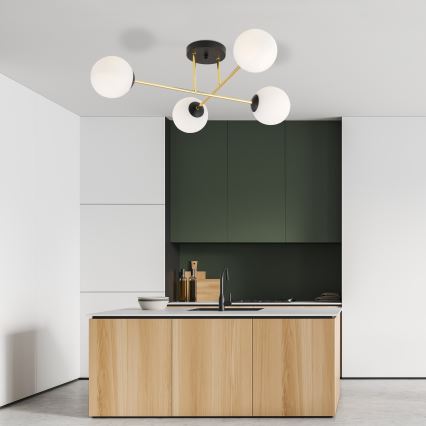 Pendelkrona MAGNUM 4xE14/10W/230V vit/guld/svart