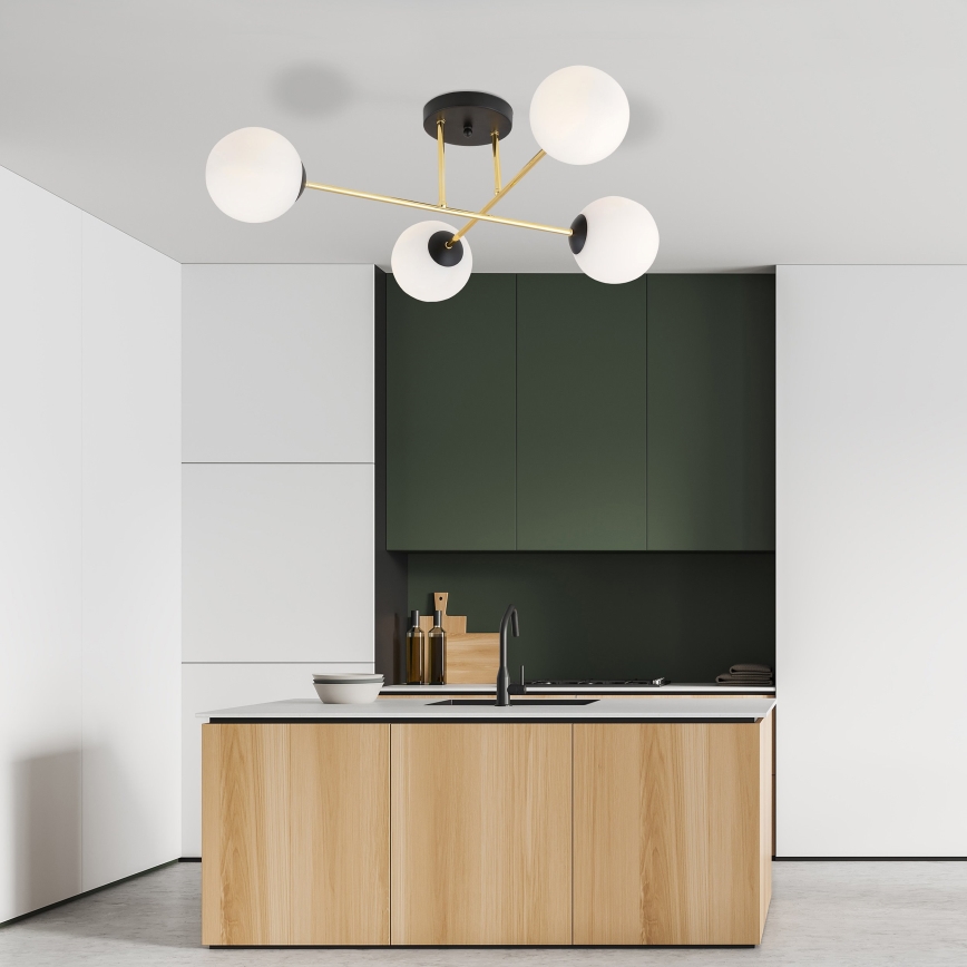 Pendelkrona MAGNUM 4xE14/10W/230V vit/guld/svart