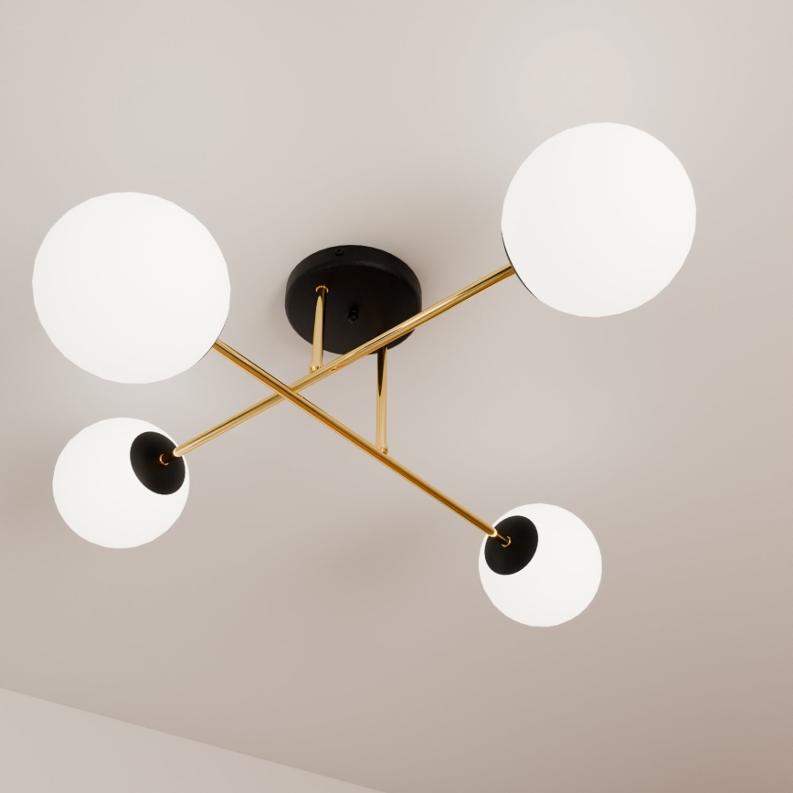 Pendelkrona MAGNUM 4xE14/10W/230V vit/guld/svart