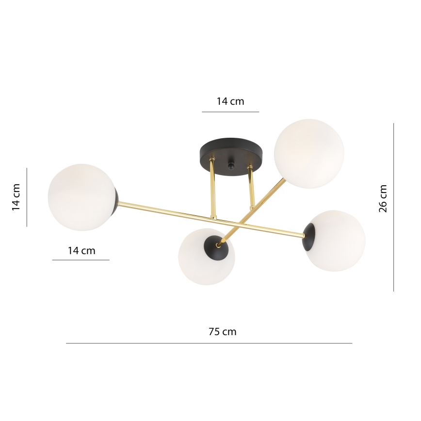 Pendelkrona MAGNUM 4xE14/10W/230V vit/guld/svart