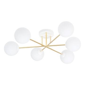 Pendelkrona MAGNUM 6xE14/10W/230V vit/guld