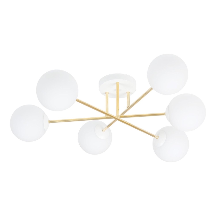 Pendelkrona MAGNUM 6xE14/10W/230V vit/guld