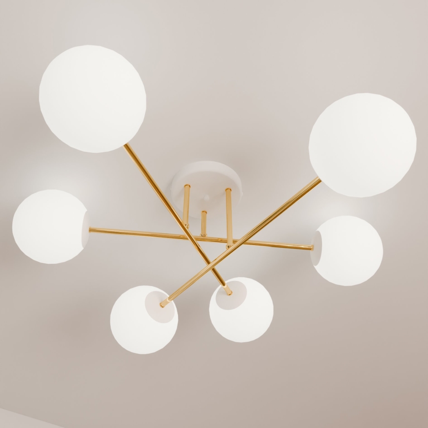 Pendelkrona MAGNUM 6xE14/10W/230V vit/guld