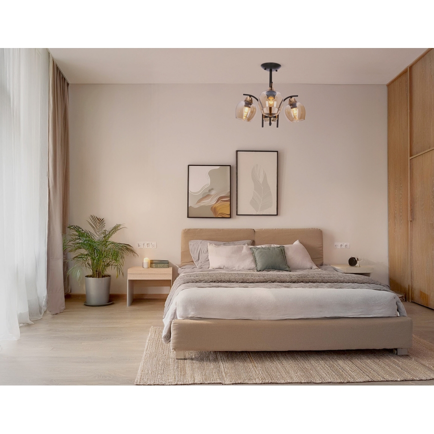 Pendelkrona MERRA 3xE27/40W/230V svart/beige