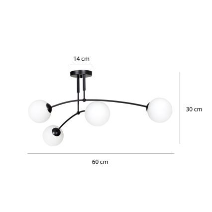Pendelkrona PREGOS 4xE14/10W/230V svart