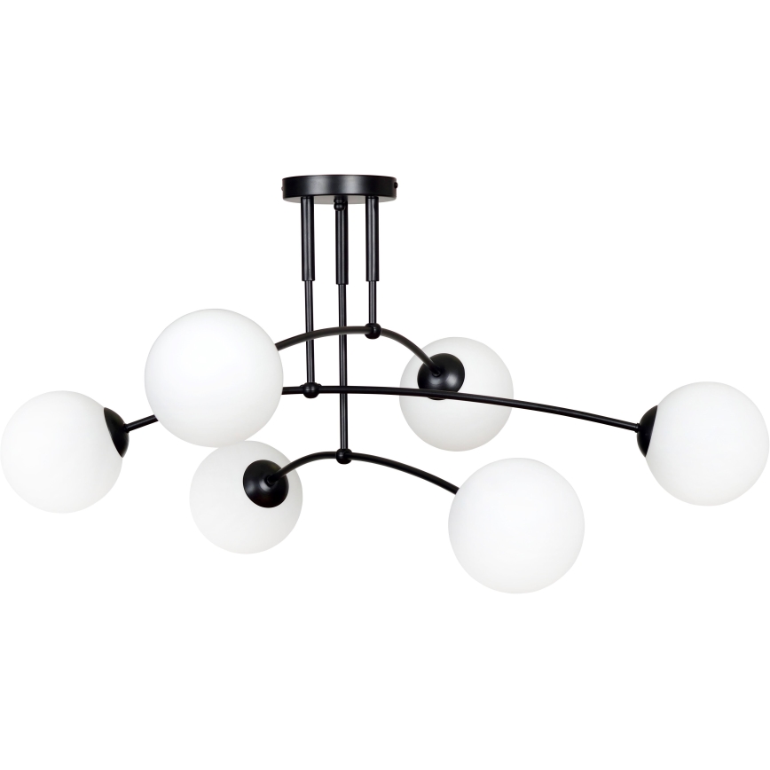 Pendelkrona PREGOS 6xE14/10W/230V svart/vit