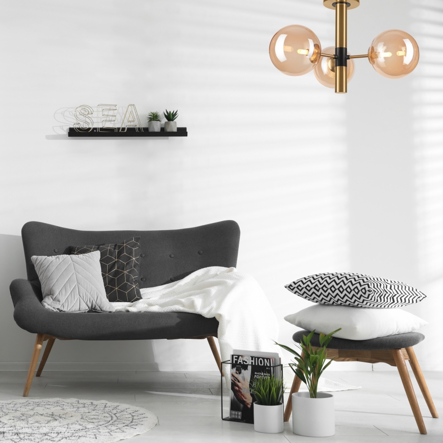 Pendelkrona ROLLO 3xG9/5W/230V guld/rökig beige