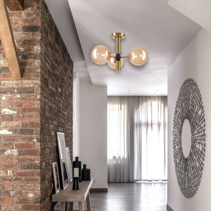 Pendelkrona ROLLO 3xG9/5W/230V guld/rökig beige