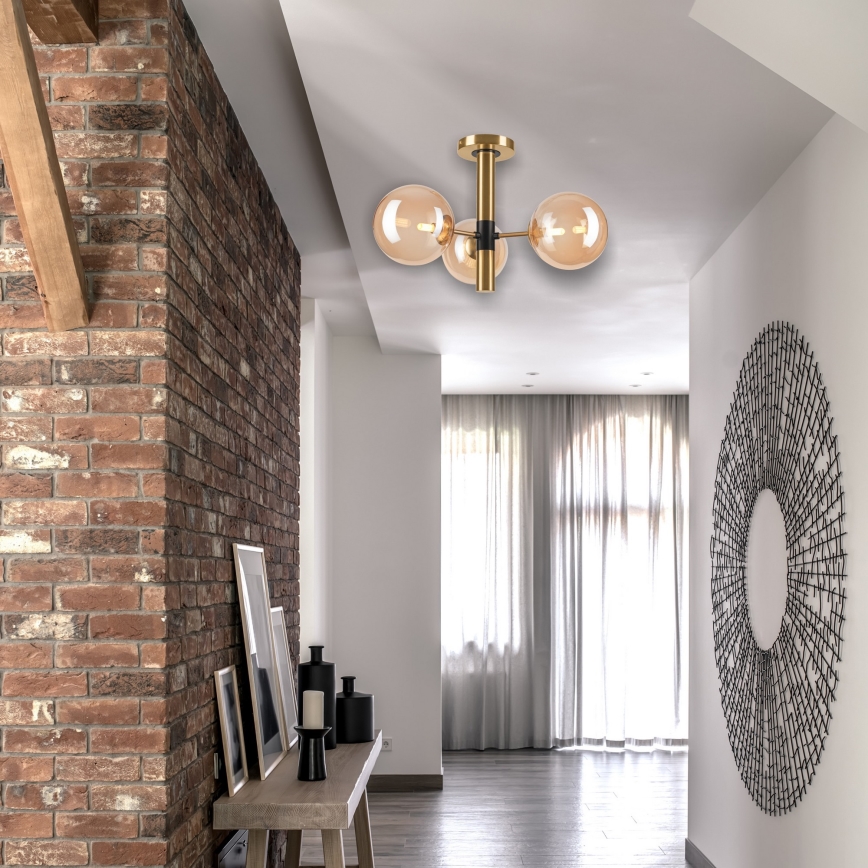 Pendelkrona ROLLO 3xG9/5W/230V guld/rökig beige