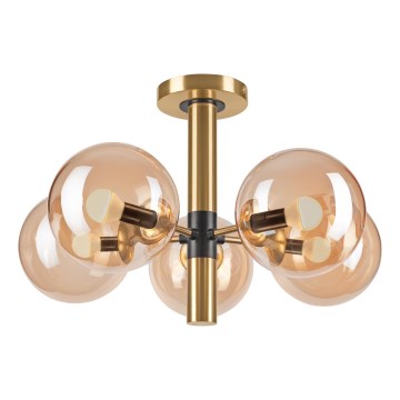 Pendelkrona ROLLO 5xE14/5W/230V guld/rökig beige
