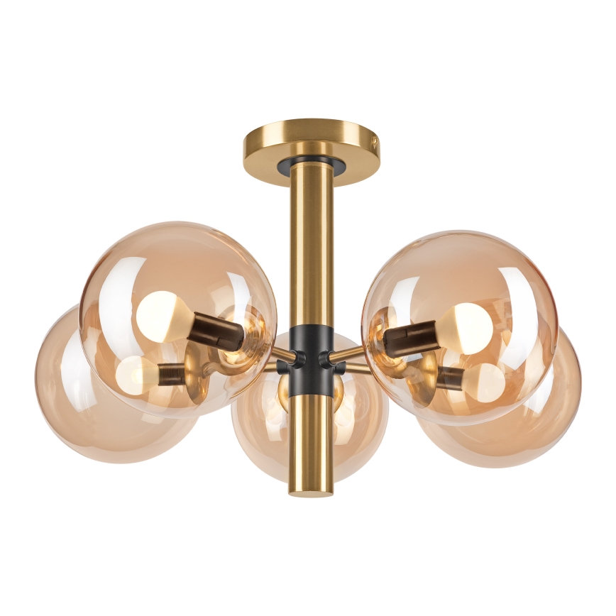 Pendelkrona ROLLO 5xE14/5W/230V guld/rökig beige