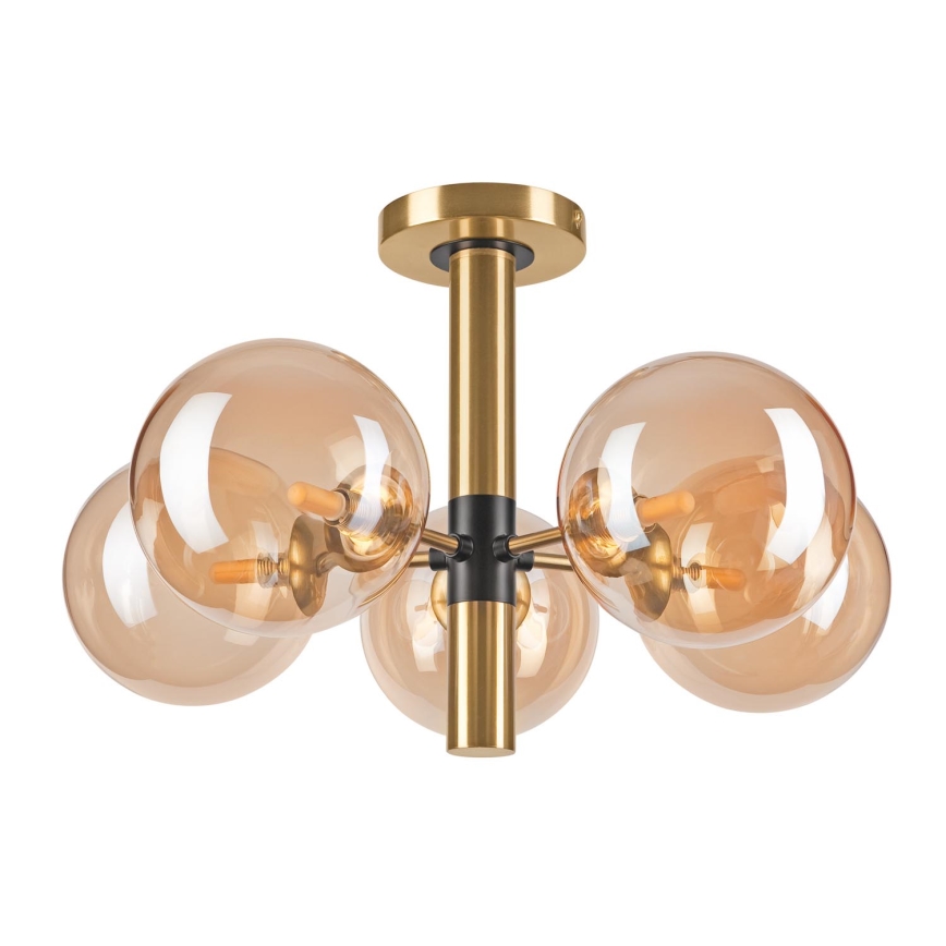 Pendelkrona ROLLO 5xG9/5W/230V guld/rökig beige