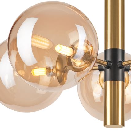 Pendelkrona ROLLO 5xG9/5W/230V guld/rökig beige