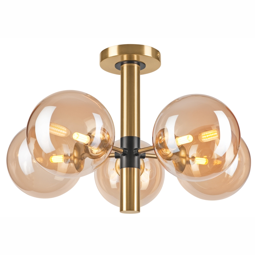 Pendelkrona ROLLO 5xG9/5W/230V guld/rökig beige