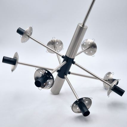 Pendelkrona ROLLO 8xE14/5W/230V matt krom/rökig