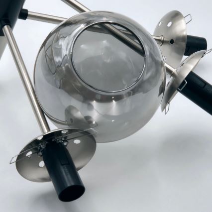 Pendelkrona ROLLO 8xE14/5W/230V matt krom/rökig