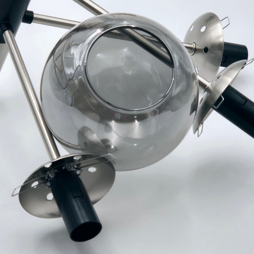 Pendelkrona ROLLO 8xE14/5W/230V matt krom/rökig