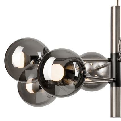 Pendelkrona ROLLO 8xE14/5W/230V matt krom/rökig