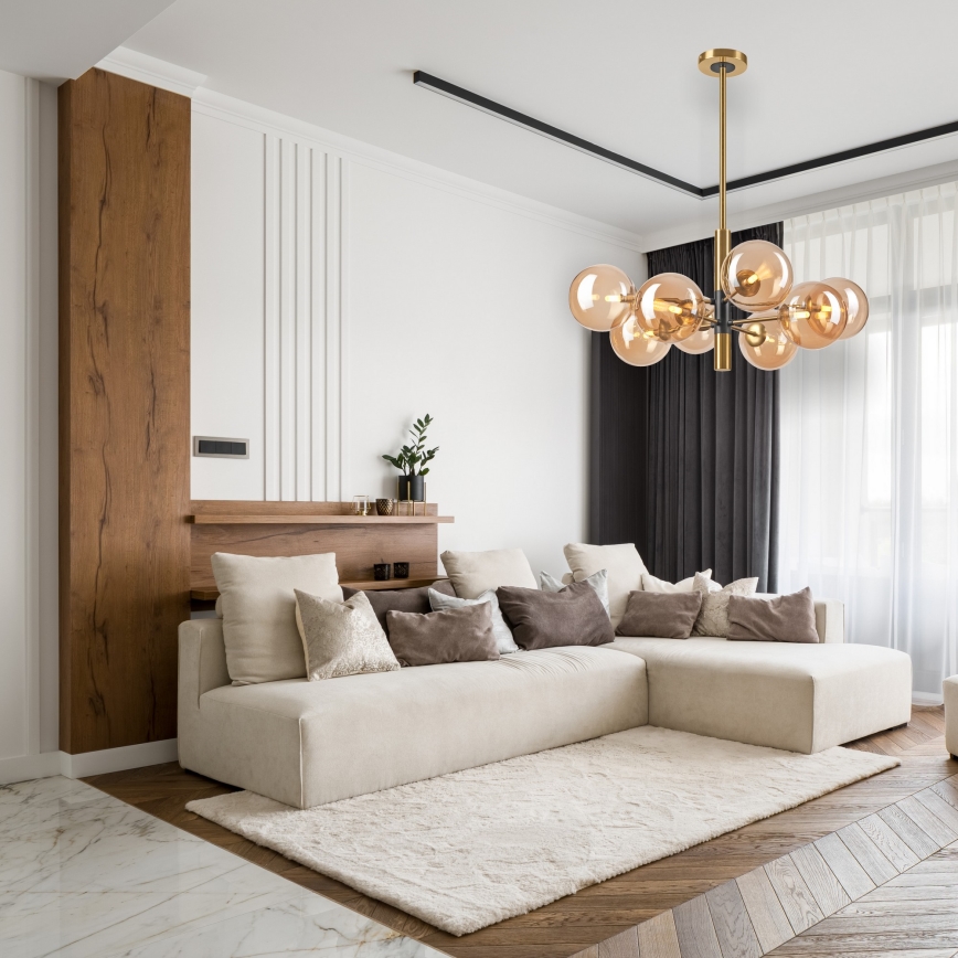Pendelkrona ROLLO 8xG9/5W/230V guld/rökig beige