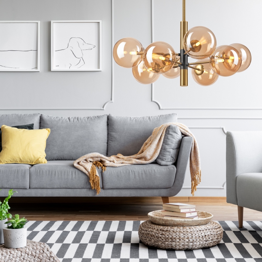 Pendelkrona ROLLO 8xG9/5W/230V guld/rökig beige