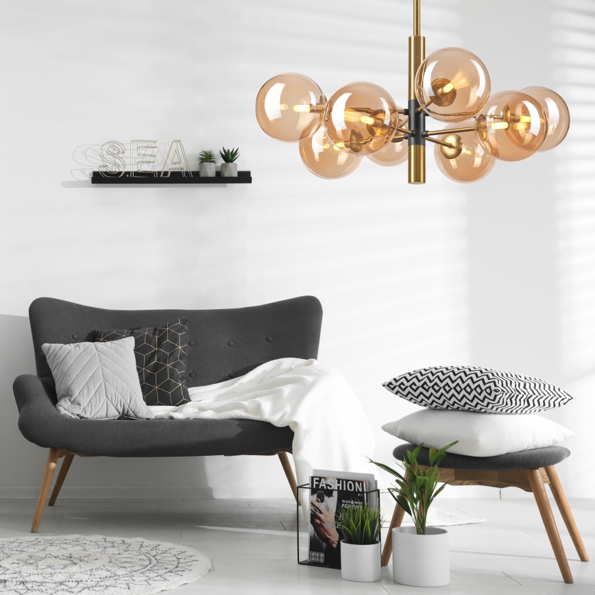Pendelkrona ROLLO 8xG9/5W/230V guld/rökig beige