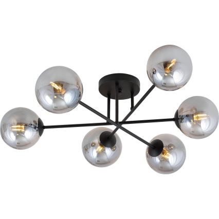 Pendelkrona ROMA 6xE14/10W/230V svart/rökig