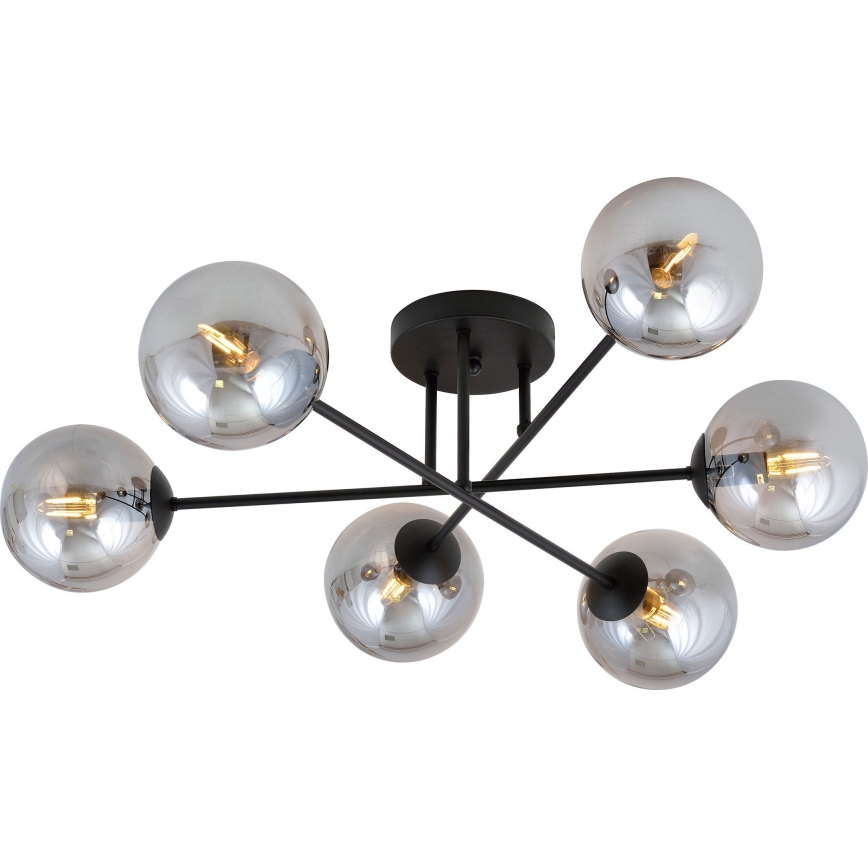 Pendelkrona ROMA 6xE14/10W/230V svart/rökig