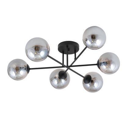 Pendelkrona ROMA 6xE14/10W/230V svart/rökig