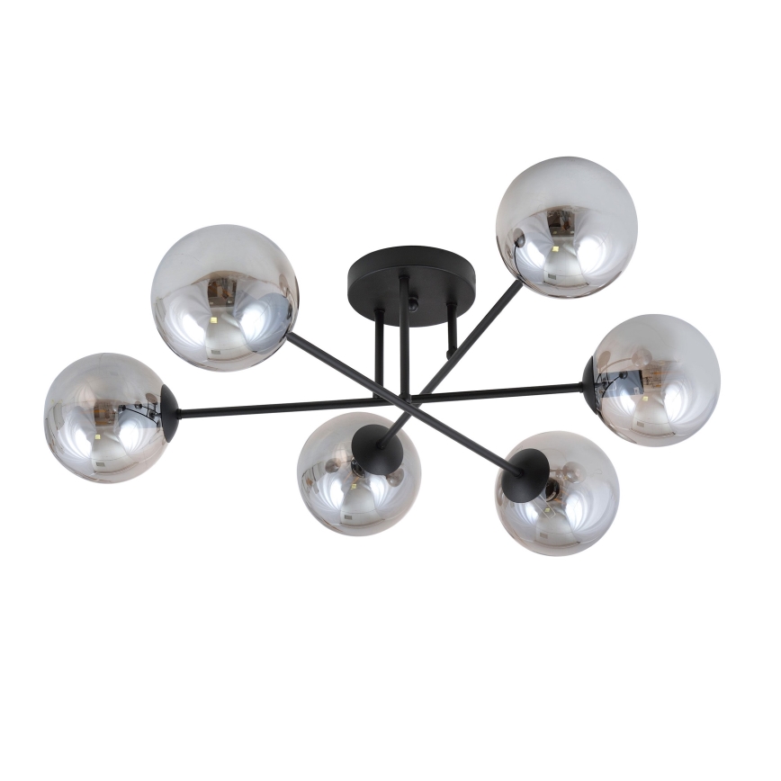 Pendelkrona ROMA 6xE14/10W/230V svart/rökig