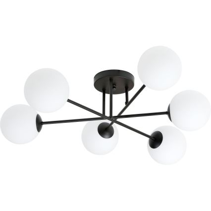 Pendelkrona ROMA 6xE14/10W/230V svart/vit
